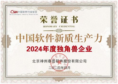 神州泰岳获评首批 中国软件新质生产力示范企业